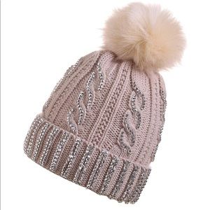 Twisted Sparkle Beanie Pompom